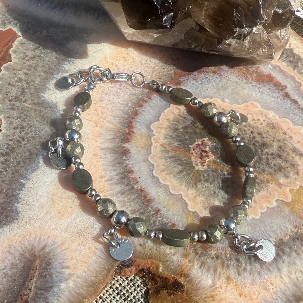 Merchant #3 - Pyrite w/ coin dangles Handmade Stainless Steel